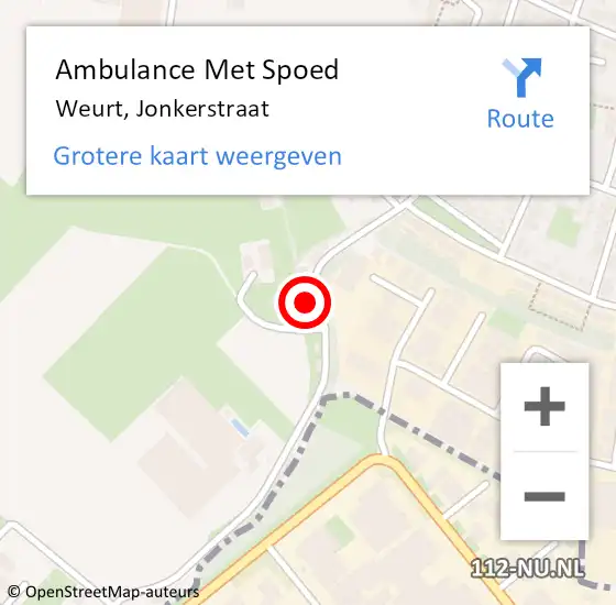 Locatie op kaart van de 112 melding: Ambulance Met Spoed Naar Weurt, Jonkerstraat op 4 november 2022 17:13