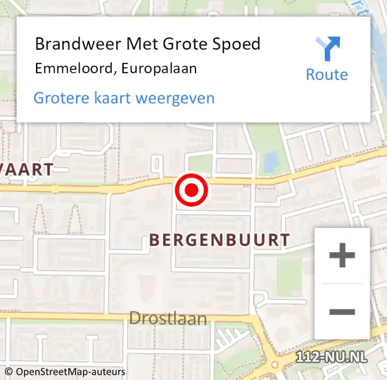 Locatie op kaart van de 112 melding: Brandweer Met Grote Spoed Naar Emmeloord, Europalaan op 4 november 2022 17:26