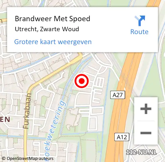 Locatie op kaart van de 112 melding: Brandweer Met Spoed Naar Utrecht, Zwarte Woud op 4 november 2022 17:43