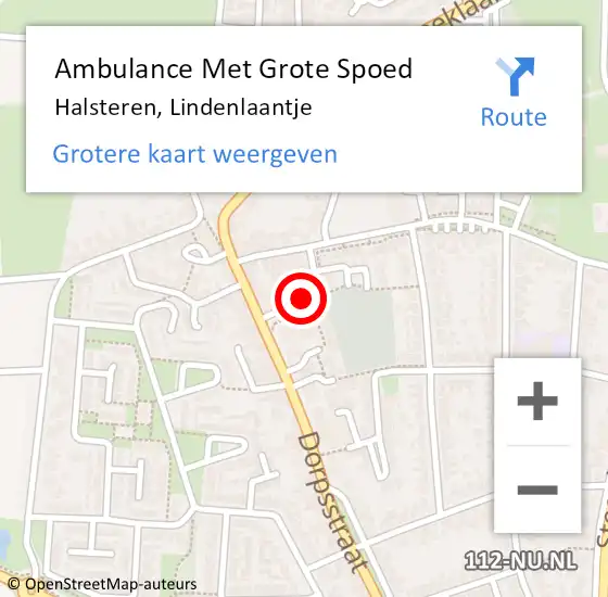 Locatie op kaart van de 112 melding: Ambulance Met Grote Spoed Naar Halsteren, Lindenlaantje op 3 augustus 2014 22:25
