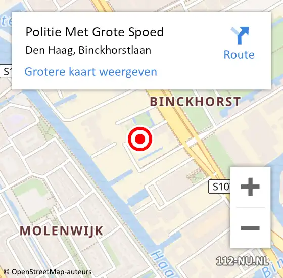 Locatie op kaart van de 112 melding: Politie Met Grote Spoed Naar Den Haag, Binckhorstlaan op 4 november 2022 18:05