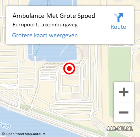 Locatie op kaart van de 112 melding: Ambulance Met Grote Spoed Naar Europoort, Luxemburgweg op 4 november 2022 18:10