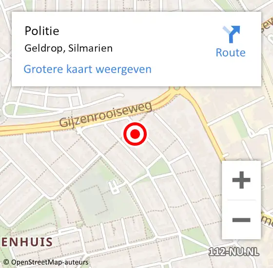 Locatie op kaart van de 112 melding: Politie Geldrop, Silmarien op 4 november 2022 18:22