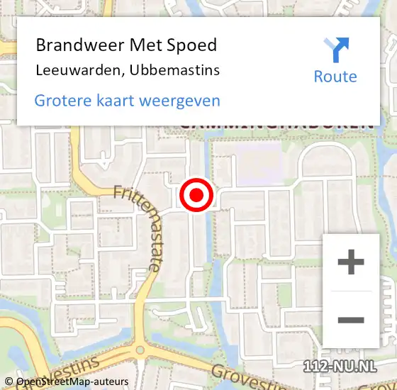 Locatie op kaart van de 112 melding: Brandweer Met Spoed Naar Leeuwarden, Ubbemastins op 4 november 2022 18:28