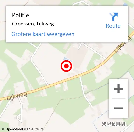 Locatie op kaart van de 112 melding: Politie Groessen, Lijkweg op 4 november 2022 18:28