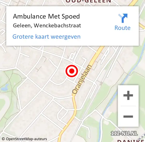 Locatie op kaart van de 112 melding: Ambulance Met Spoed Naar Geleen, Wenckebachstraat op 3 augustus 2014 22:29