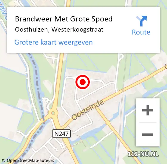 Locatie op kaart van de 112 melding: Brandweer Met Grote Spoed Naar Oosthuizen, Westerkoogstraat op 4 november 2022 18:51