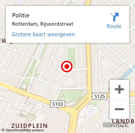 Locatie op kaart van de 112 melding: Politie Rotterdam, Rijsoordstraat op 4 november 2022 19:00