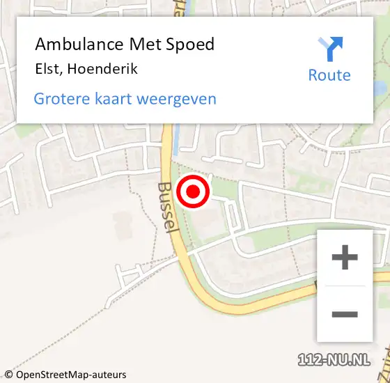 Locatie op kaart van de 112 melding: Ambulance Met Spoed Naar Elst, Hoenderik op 4 november 2022 19:04