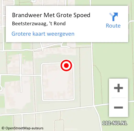 Locatie op kaart van de 112 melding: Brandweer Met Grote Spoed Naar Beetsterzwaag, 't Rond op 4 november 2022 19:09