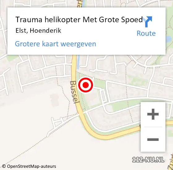 Locatie op kaart van de 112 melding: Trauma helikopter Met Grote Spoed Naar Elst, Hoenderik op 4 november 2022 19:09