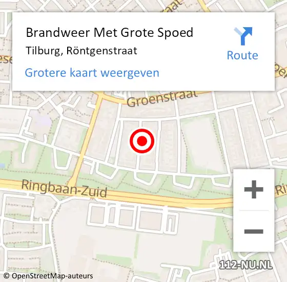 Locatie op kaart van de 112 melding: Brandweer Met Grote Spoed Naar Tilburg, Röntgenstraat op 4 november 2022 19:09
