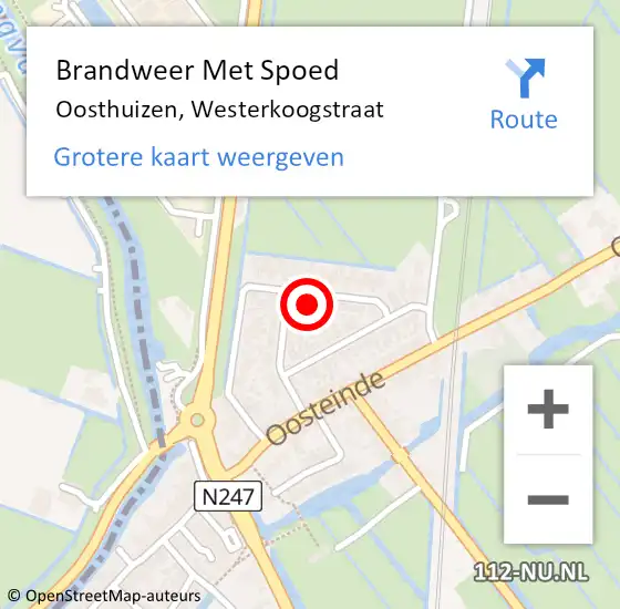 Locatie op kaart van de 112 melding: Brandweer Met Spoed Naar Oosthuizen, Westerkoogstraat op 4 november 2022 19:12