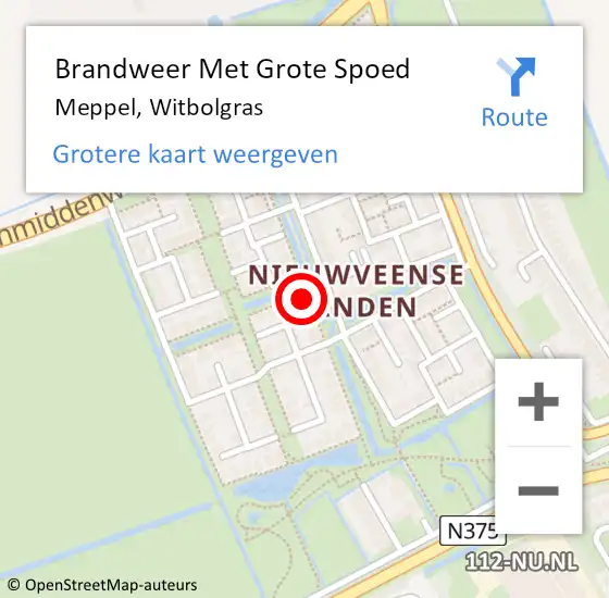 Locatie op kaart van de 112 melding: Brandweer Met Grote Spoed Naar Meppel, Witbolgras op 4 november 2022 19:15