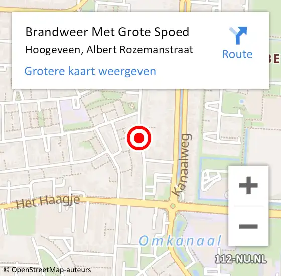 Locatie op kaart van de 112 melding: Brandweer Met Grote Spoed Naar Hoogeveen, Albert Rozemanstraat op 3 augustus 2014 22:41