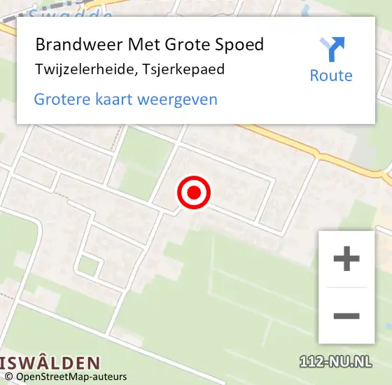 Locatie op kaart van de 112 melding: Brandweer Met Grote Spoed Naar Twijzelerheide, Tsjerkepaed op 4 november 2022 20:30