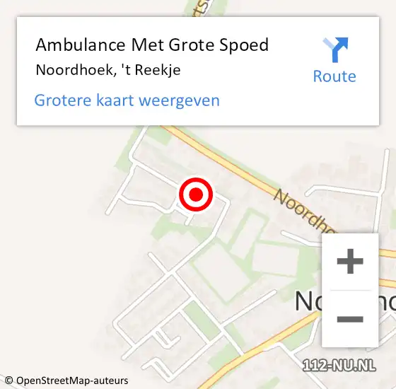 Locatie op kaart van de 112 melding: Ambulance Met Grote Spoed Naar Noordhoek, 't Reekje op 4 november 2022 20:35