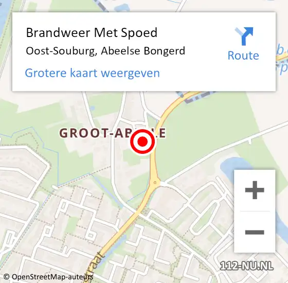 Locatie op kaart van de 112 melding: Brandweer Met Spoed Naar Oost-Souburg, Abeelse Bongerd op 4 november 2022 20:43