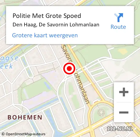 Locatie op kaart van de 112 melding: Politie Met Grote Spoed Naar Den Haag, De Savornin Lohmanlaan op 4 november 2022 20:51