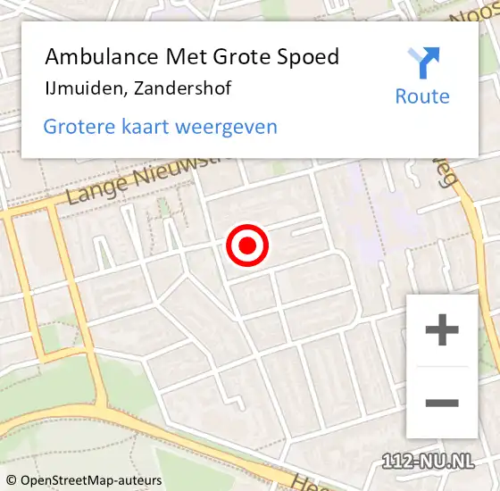 Locatie op kaart van de 112 melding: Ambulance Met Grote Spoed Naar IJmuiden, Zandershof op 4 november 2022 21:05