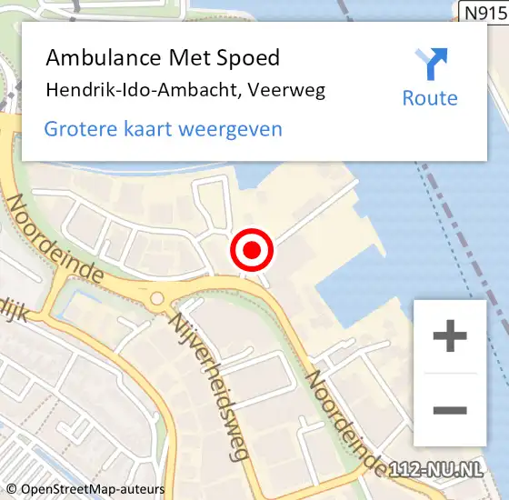 Locatie op kaart van de 112 melding: Ambulance Met Spoed Naar Hendrik-Ido-Ambacht, Veerweg op 4 november 2022 21:11