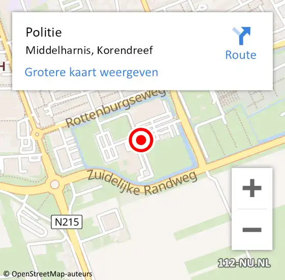 Locatie op kaart van de 112 melding: Politie Middelharnis, Korendreef op 4 november 2022 21:35