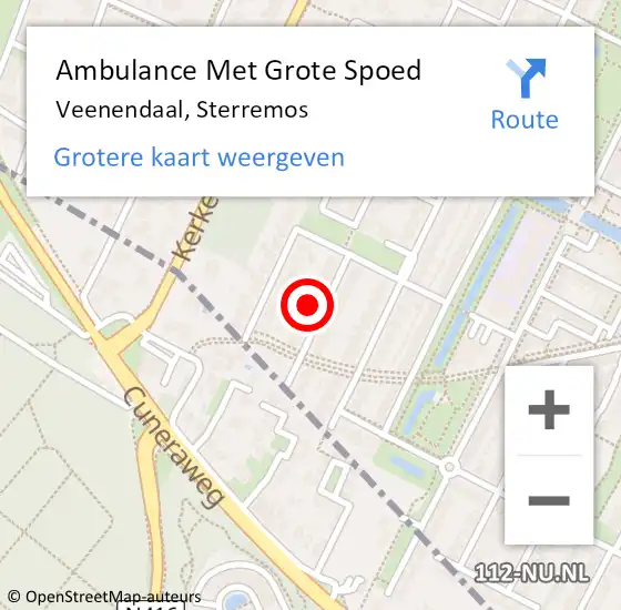 Locatie op kaart van de 112 melding: Ambulance Met Grote Spoed Naar Veenendaal, Sterremos op 4 november 2022 21:36