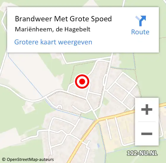 Locatie op kaart van de 112 melding: Brandweer Met Grote Spoed Naar Mariënheem, de Hagebelt op 4 november 2022 21:49