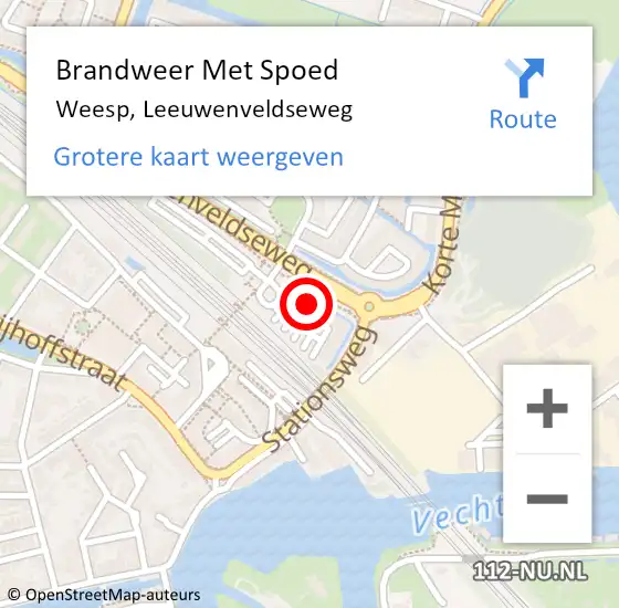 Locatie op kaart van de 112 melding: Brandweer Met Spoed Naar Weesp, Leeuwenveldseweg op 4 november 2022 21:52