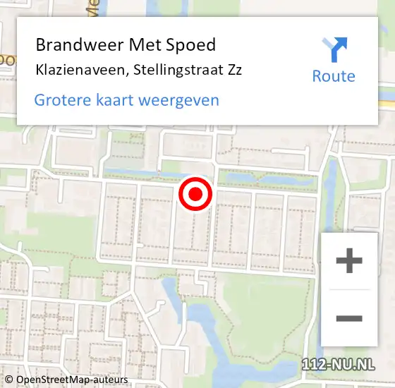 Locatie op kaart van de 112 melding: Brandweer Met Spoed Naar Klazienaveen, Stellingstraat Zz op 3 augustus 2014 23:04