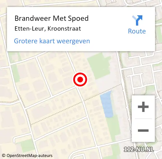 Locatie op kaart van de 112 melding: Brandweer Met Spoed Naar Etten-Leur, Kroonstraat op 4 november 2022 22:50