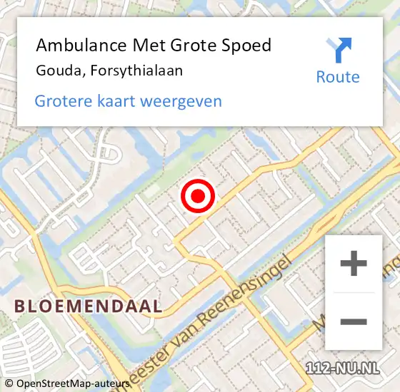 Locatie op kaart van de 112 melding: Ambulance Met Grote Spoed Naar Gouda, Forsythialaan op 4 november 2022 22:55