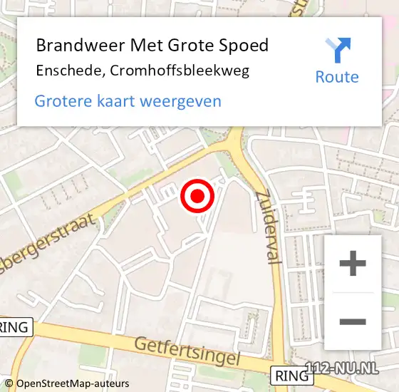 Locatie op kaart van de 112 melding: Brandweer Met Grote Spoed Naar Enschede, Cromhoffsbleekweg op 4 november 2022 23:03