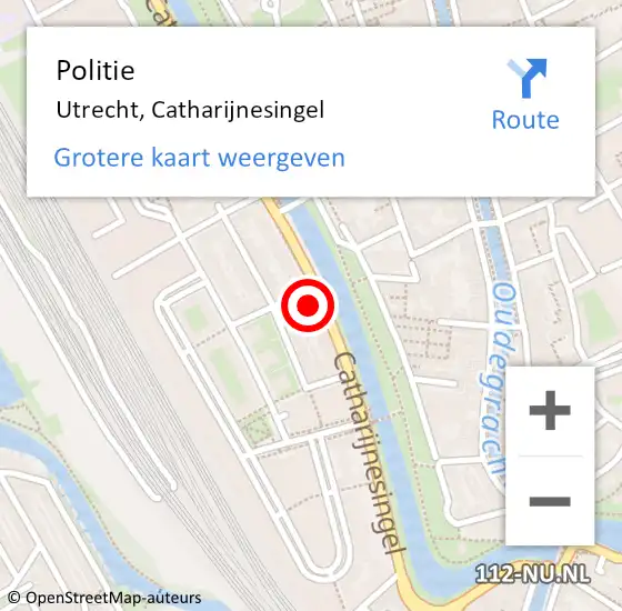 Locatie op kaart van de 112 melding: Politie Utrecht, Catharijnesingel op 4 november 2022 23:30