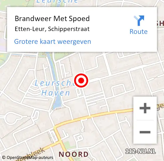 Locatie op kaart van de 112 melding: Brandweer Met Spoed Naar Etten-Leur, Schipperstraat op 4 november 2022 23:38