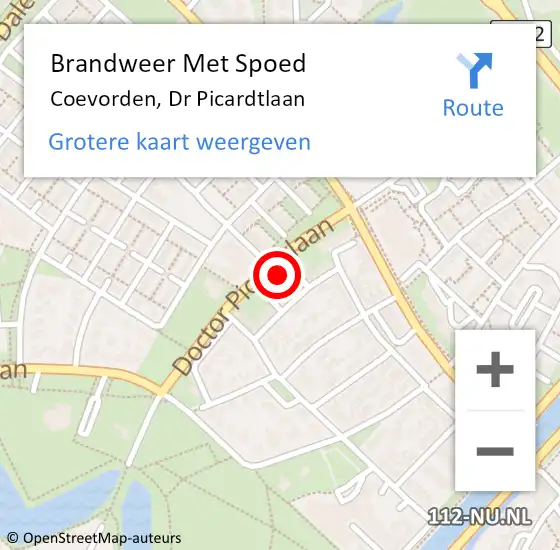 Locatie op kaart van de 112 melding: Brandweer Met Spoed Naar Coevorden, Dr Picardtlaan op 5 november 2022 00:24