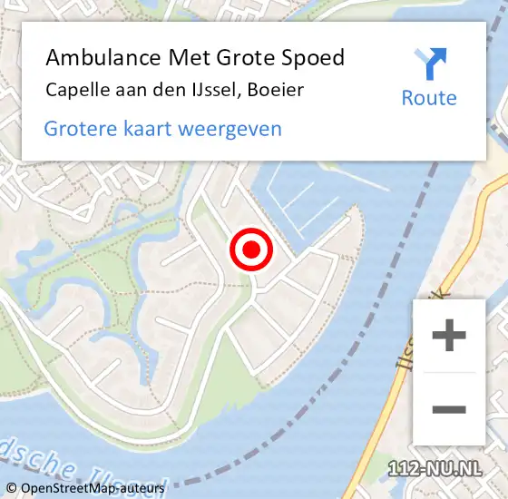 Locatie op kaart van de 112 melding: Ambulance Met Grote Spoed Naar Capelle aan den IJssel, Boeier op 5 november 2022 00:59