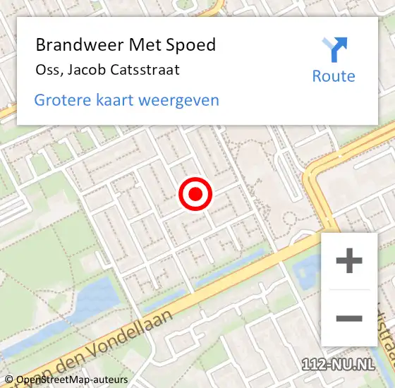 Locatie op kaart van de 112 melding: Brandweer Met Spoed Naar Oss, Jacob Catsstraat op 5 november 2022 01:39