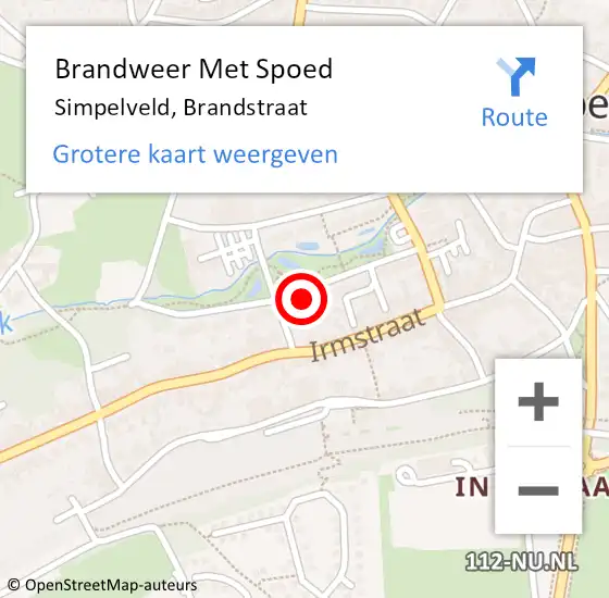 Locatie op kaart van de 112 melding: Brandweer Met Spoed Naar Simpelveld, Brandstraat op 5 november 2022 02:07