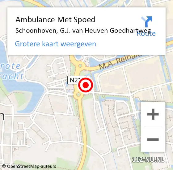 Locatie op kaart van de 112 melding: Ambulance Met Spoed Naar Schoonhoven, G.J. van Heuven Goedhartweg op 5 november 2022 02:19