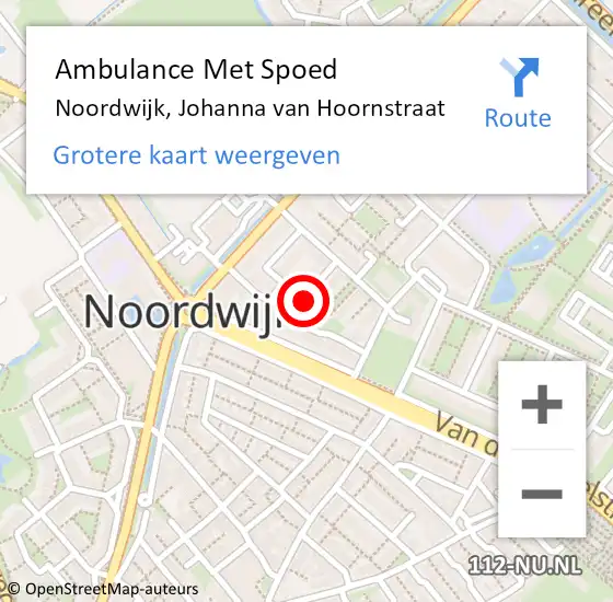 Locatie op kaart van de 112 melding: Ambulance Met Spoed Naar Noordwijk, Johanna van Hoornstraat op 5 november 2022 02:39