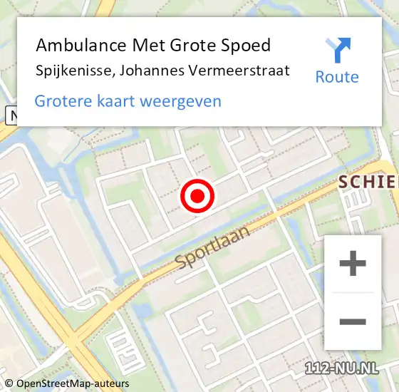 Locatie op kaart van de 112 melding: Ambulance Met Grote Spoed Naar Spijkenisse, Johannes Vermeerstraat op 5 november 2022 08:46