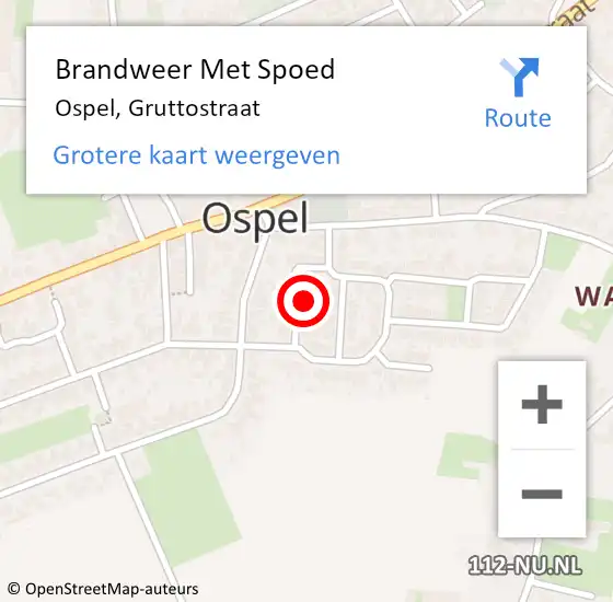 Locatie op kaart van de 112 melding: Brandweer Met Spoed Naar Ospel, Gruttostraat op 5 november 2022 08:56