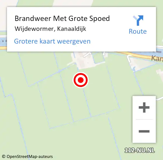 Locatie op kaart van de 112 melding: Brandweer Met Grote Spoed Naar Wijdewormer, Kanaaldijk op 5 november 2022 09:33