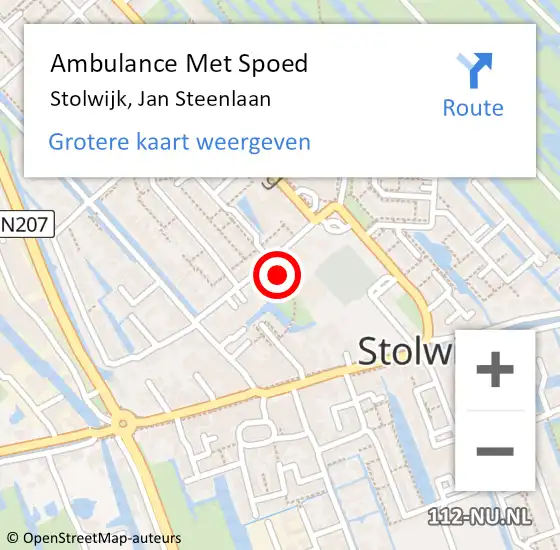 Locatie op kaart van de 112 melding: Ambulance Met Spoed Naar Stolwijk, Jan Steenlaan op 5 november 2022 09:36