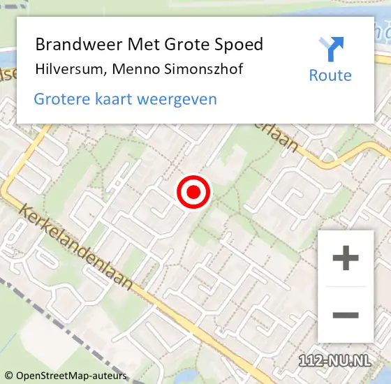 Locatie op kaart van de 112 melding: Brandweer Met Grote Spoed Naar Hilversum, Menno Simonszhof op 5 november 2022 09:45