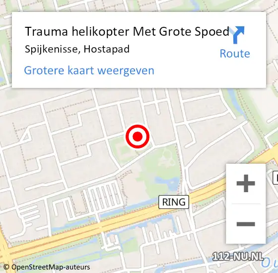 Locatie op kaart van de 112 melding: Trauma helikopter Met Grote Spoed Naar Spijkenisse, Hostapad op 5 november 2022 09:59