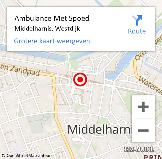 Locatie op kaart van de 112 melding: Ambulance Met Spoed Naar Middelharnis, Westdijk op 5 november 2022 10:03