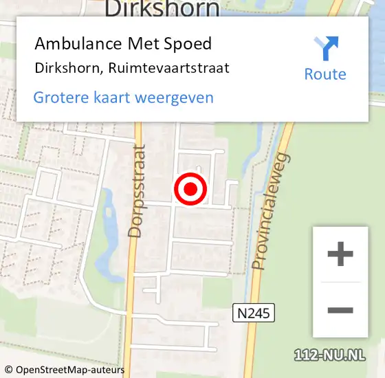 Locatie op kaart van de 112 melding: Ambulance Met Spoed Naar Dirkshorn, Ruimtevaartstraat op 5 november 2022 10:07
