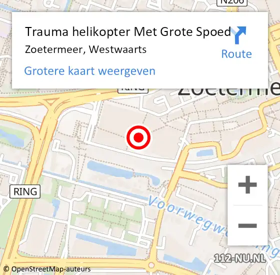 Locatie op kaart van de 112 melding: Trauma helikopter Met Grote Spoed Naar Zoetermeer, Westwaarts op 5 november 2022 10:10